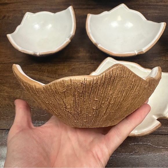 Vintage Ed Langbein Pottery Original Italian Coconut 1 large & 6 small Bowls - Picture 4 of 12